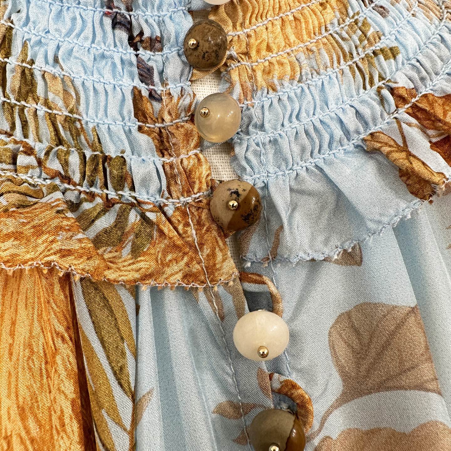 Zimmermann Shirred Silk Maxi Dress with Slip