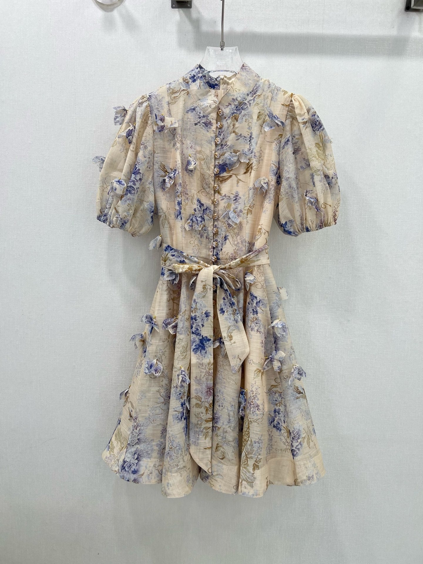 Zimmermann Floral Linen Lantern Sleeve Midi Dress – 2-Piece Set