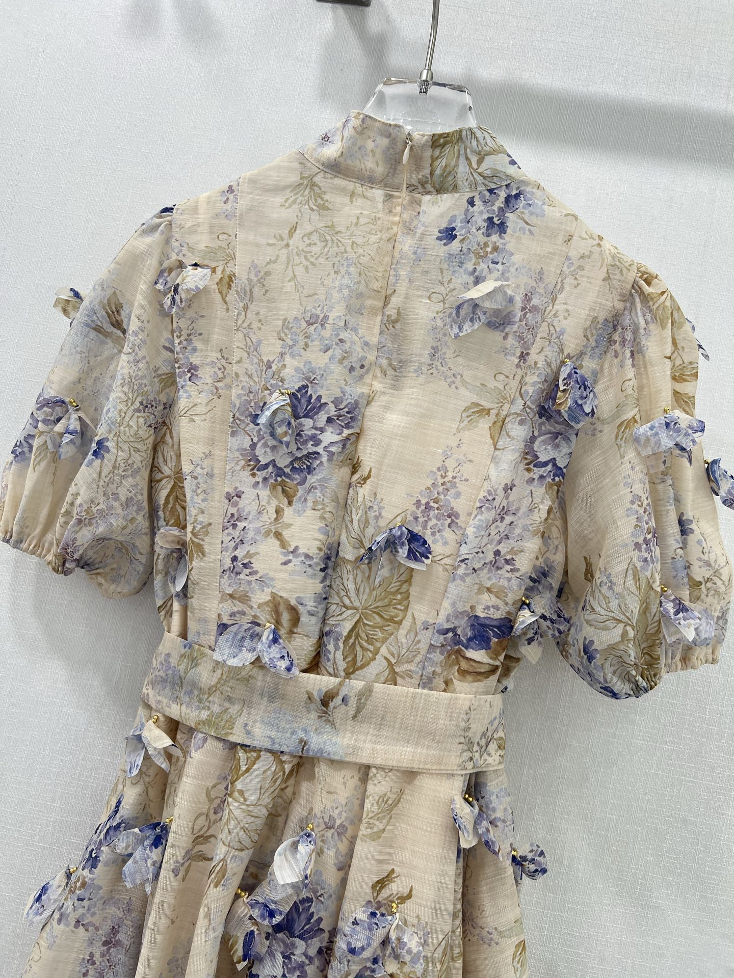 Zimmermann Floral Linen Lantern Sleeve Midi Dress – 2-Piece Set