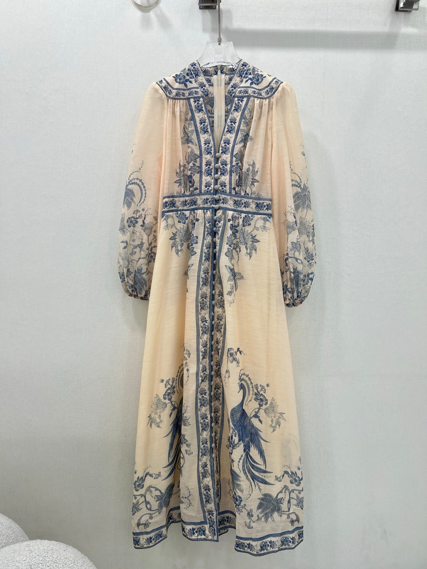 Zimmermann Floral Embroidered Maxi Dress with Animal Motif Hem