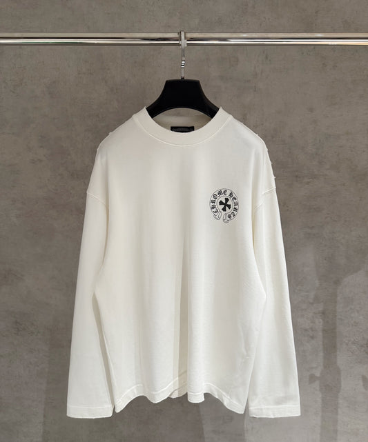 Chrome Hearts Long Sleeve T-Shirt White – Gothic Logo & Cross Print