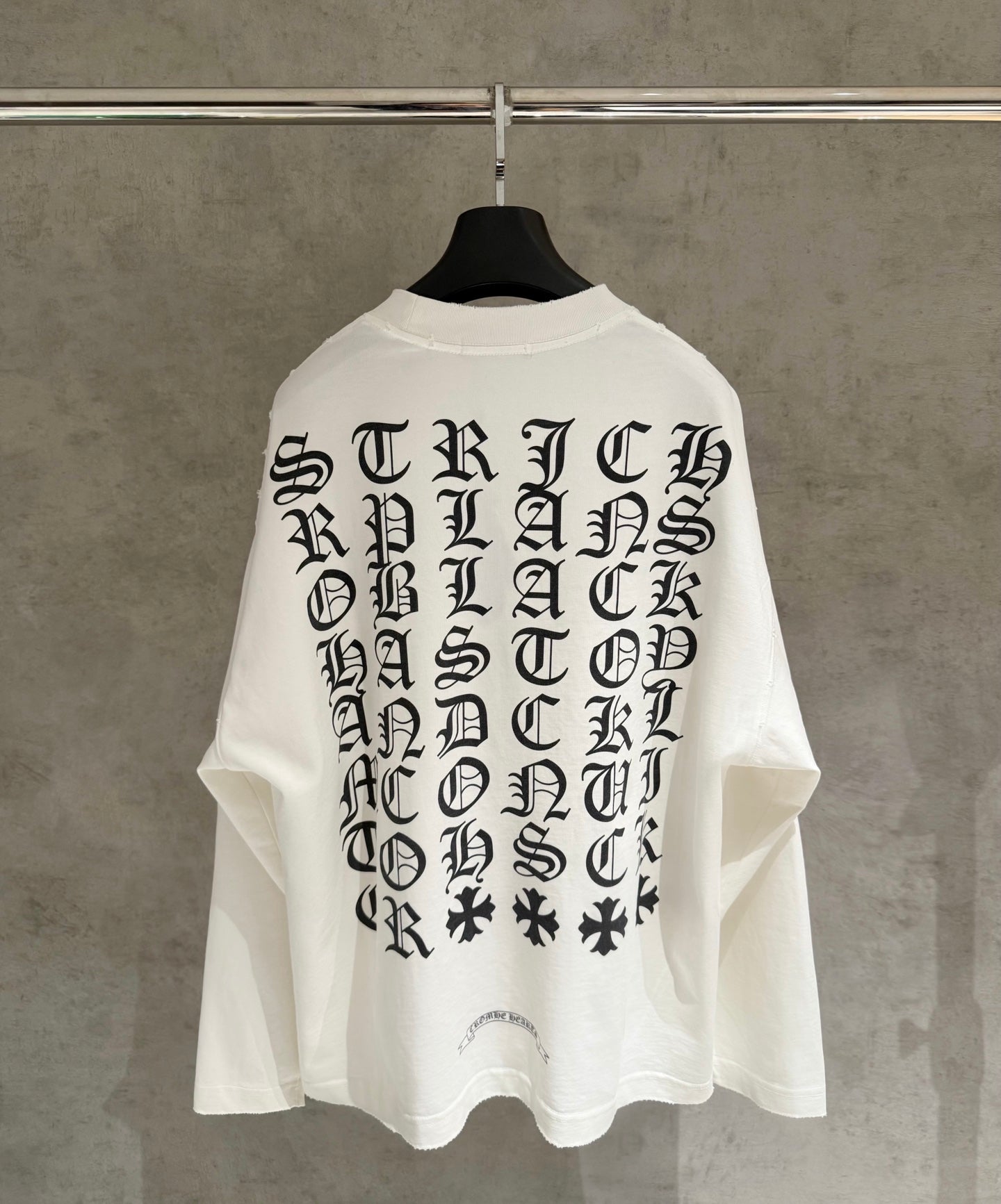 Chrome Hearts Long Sleeve T-Shirt White – Gothic Logo & Cross Print