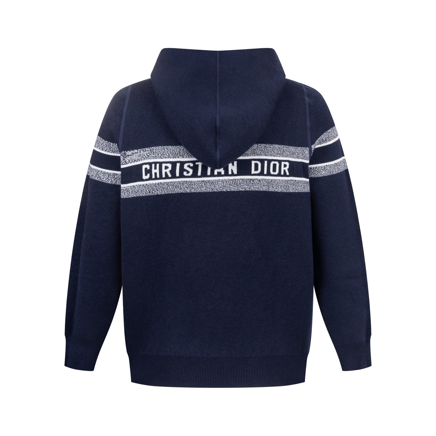 Christian Dior Reversible Jacquard Cashmere Knit Hoodie Jacket - Navy Blue