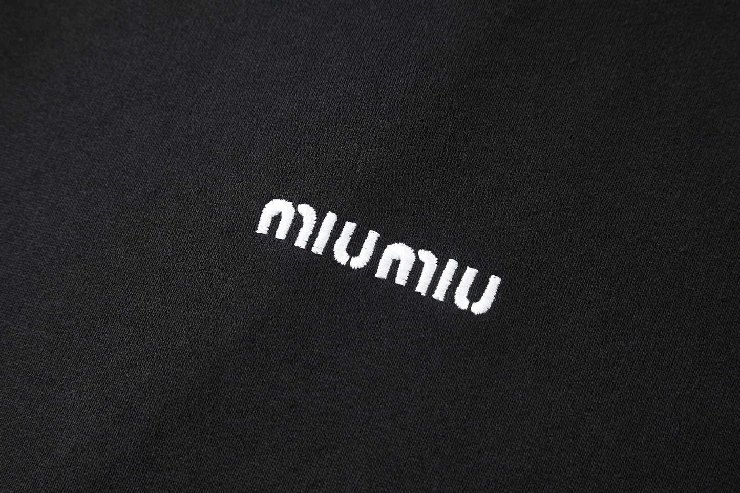 Miu Miu Logo Embroidered Half-Zip Sweatshirt – Black