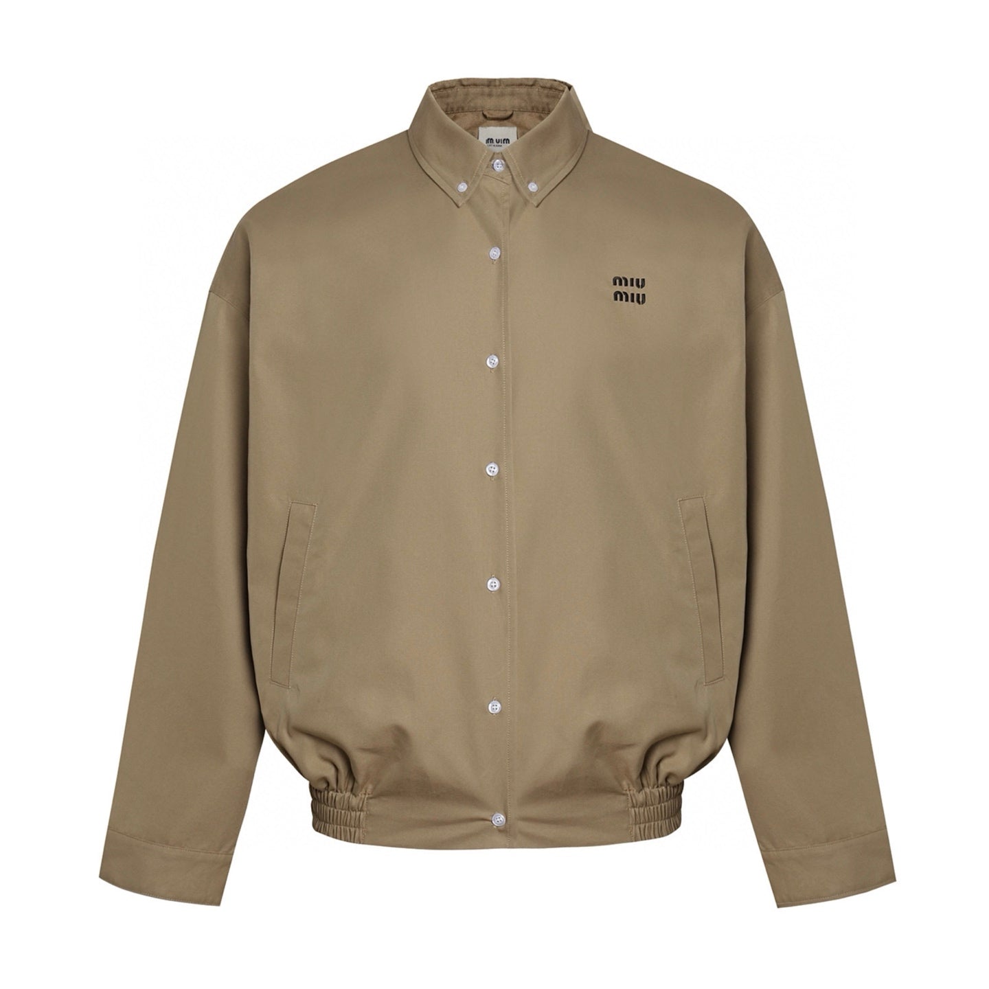 Miu Miu Embroidered Button-Up Jacket – Khaki