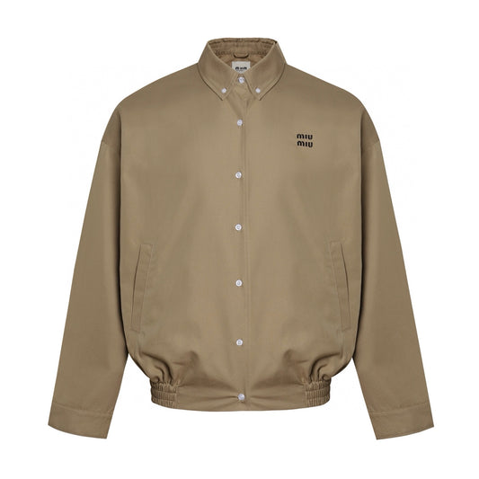 Miu Miu Embroidered Button-Up Jacket – Khaki