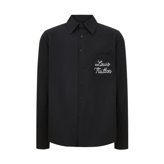 Louis Vuitton Beaded Pocket Logo Long Sleeve Shirt