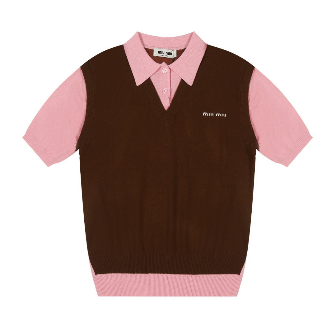Miu Miu 25SS Polo Layered Knit Sweater Vest