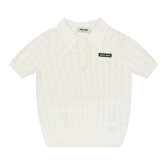Miu Miu 2025SS White Knit Polo Shirt