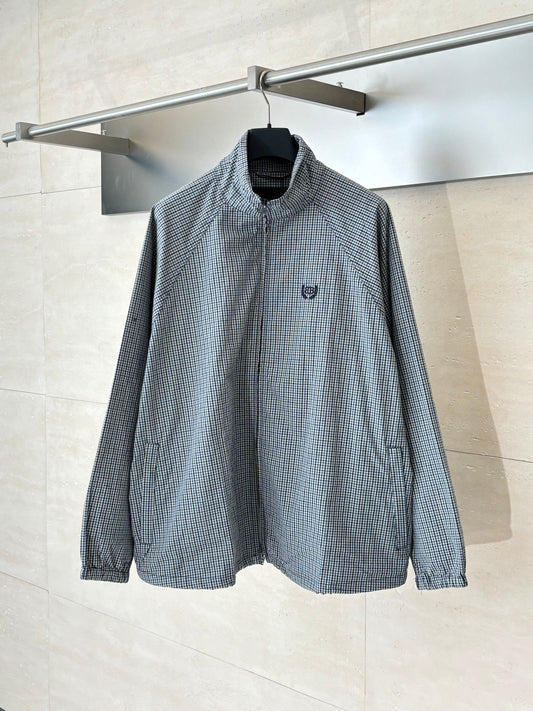 Balenciaga 2025 Embroidered Wheat Logo Checkered Jacket - Unisex