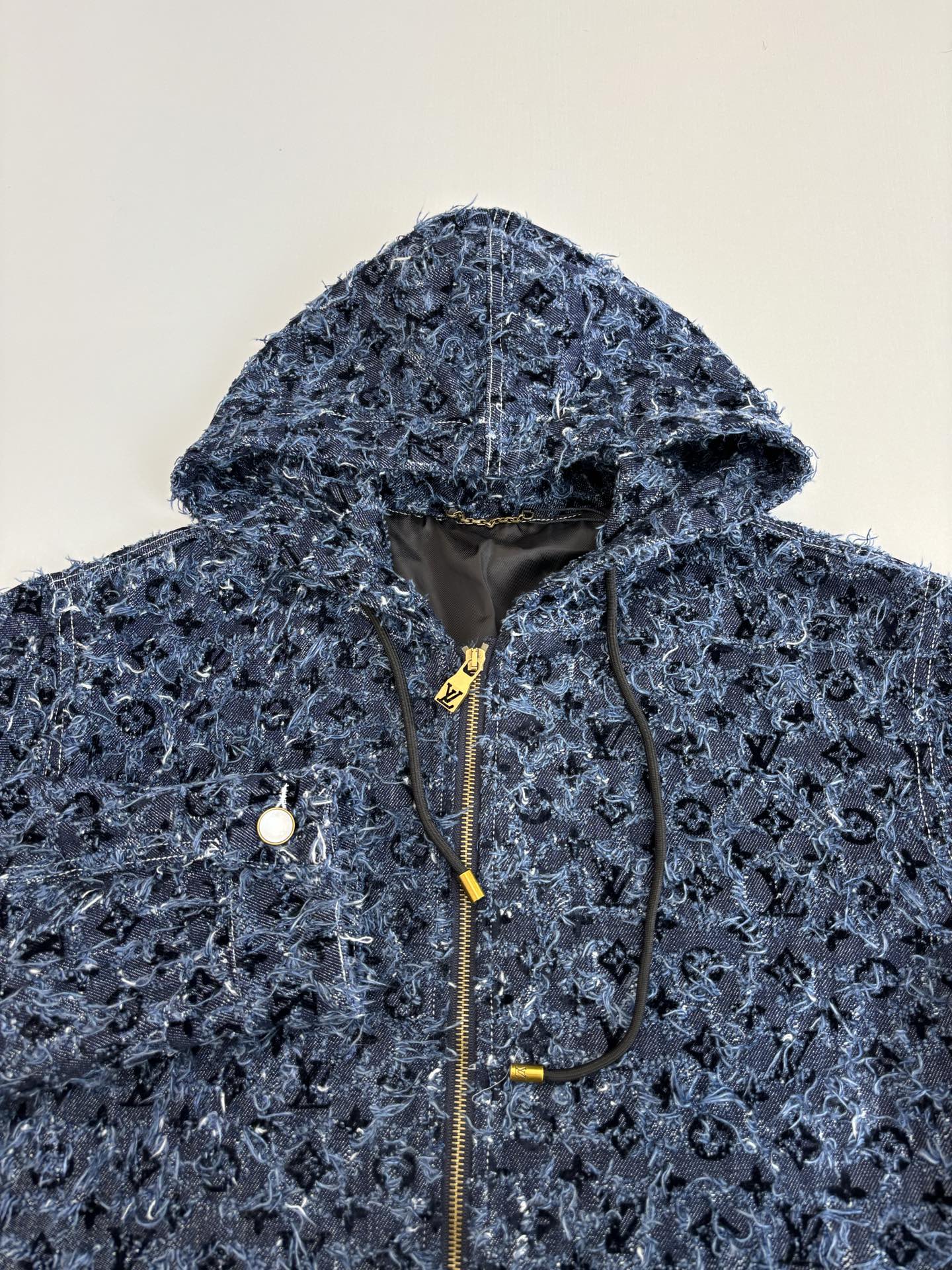 Louis Vuitton 25FW Logo Jacquard Fringed Denim Jacket and Jeans Set