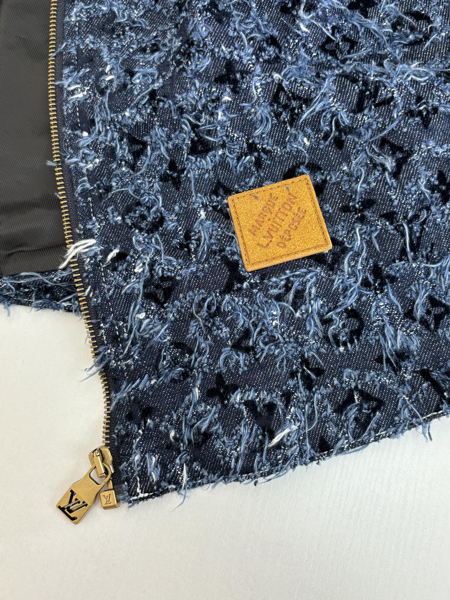 Louis Vuitton 25FW Logo Jacquard Fringed Denim Jacket and Jeans Set