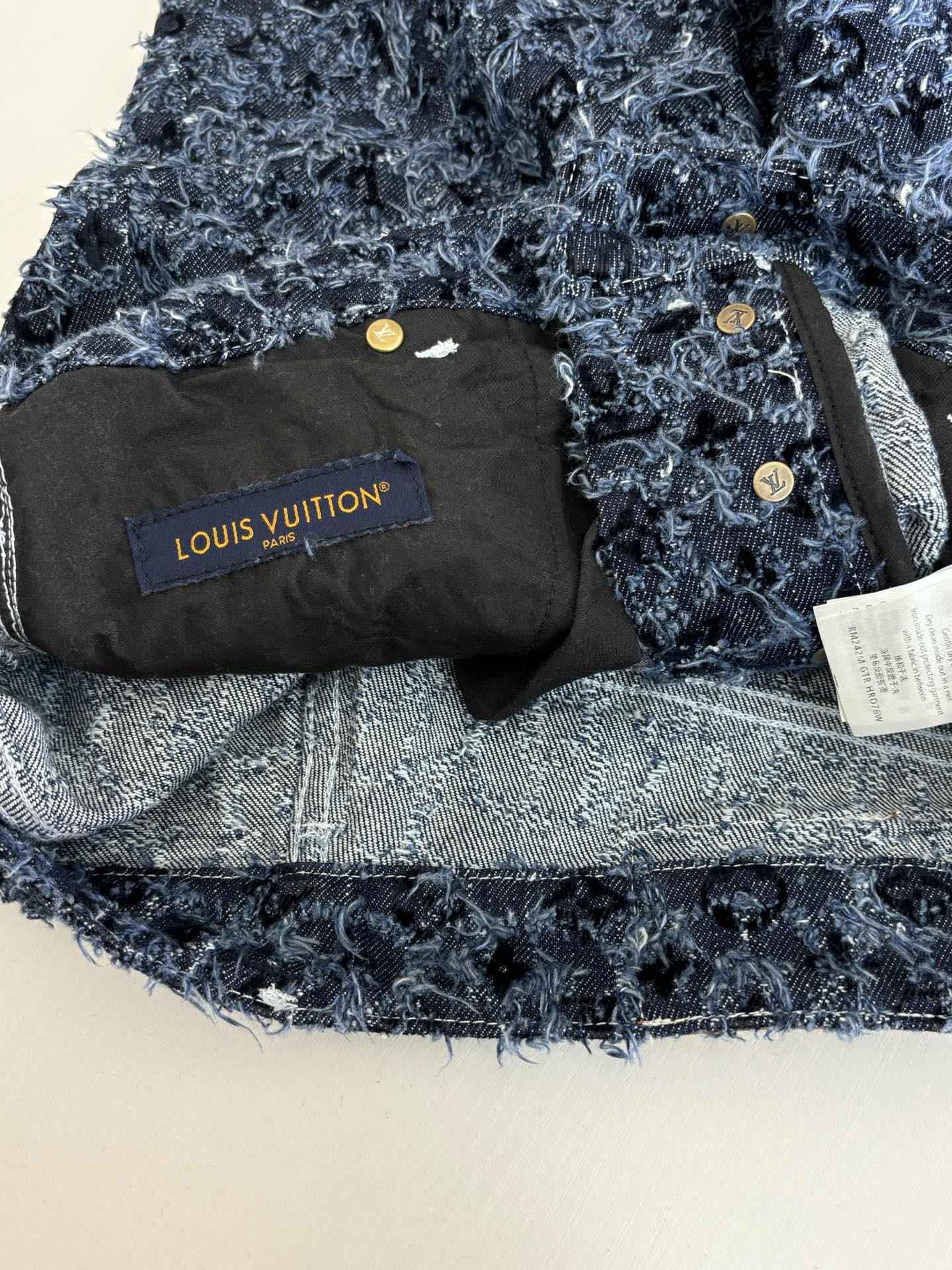 Louis Vuitton 25FW Logo Jacquard Fringed Denim Jacket and Jeans Set